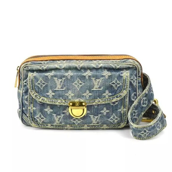 Auth LOUIS VUITTON Monogram Denim Bum Bag Waist Bag Denim Blue - Picture 1 of 15